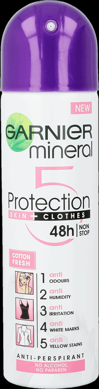 Garnier Protection 5 Cotton Fresh - antyperspirant w sprayu dla kobiet, poj. 150 ml