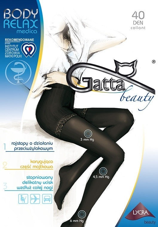 Semi Sheer Graduated Support Tights (3-6mmHg) - Control Top - 40 den - BODY RELAXMEDICA 40
