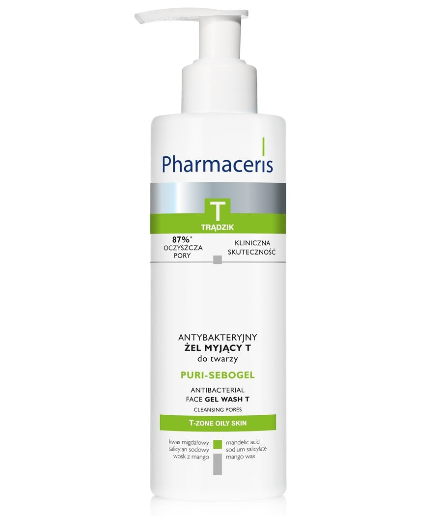 Pharmaceris T, Acne - Anti-bacterial PURI-SEBOGEL washing gel for face, capacity 190 ml