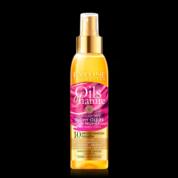 Eveline - Oils of Nature. Suchy olejek + regenerujące serum 10w1 do twarzy i ciała, poj. 125 ml