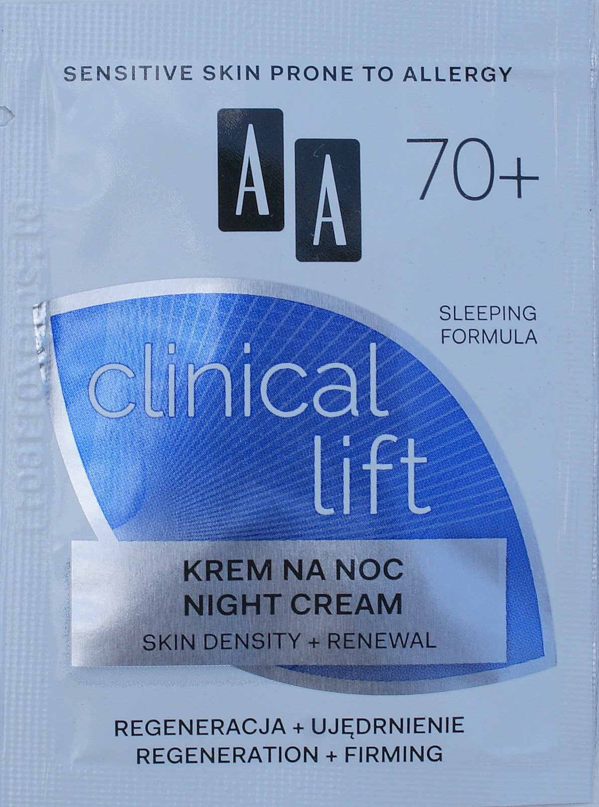 AA CLINICAL LIFT 70+, krem na noc regeneracja+ujędrnienie, poj. 1,5 ml *** TESTER ***