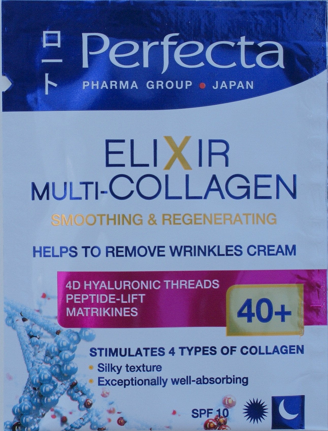 Perfecta Elixir Multi-Kolagen - krem przeciwzmarszczkowy wygładzająco-regenerujący na dzień i noc 40+, poj. 2 ml *** TESTER ***