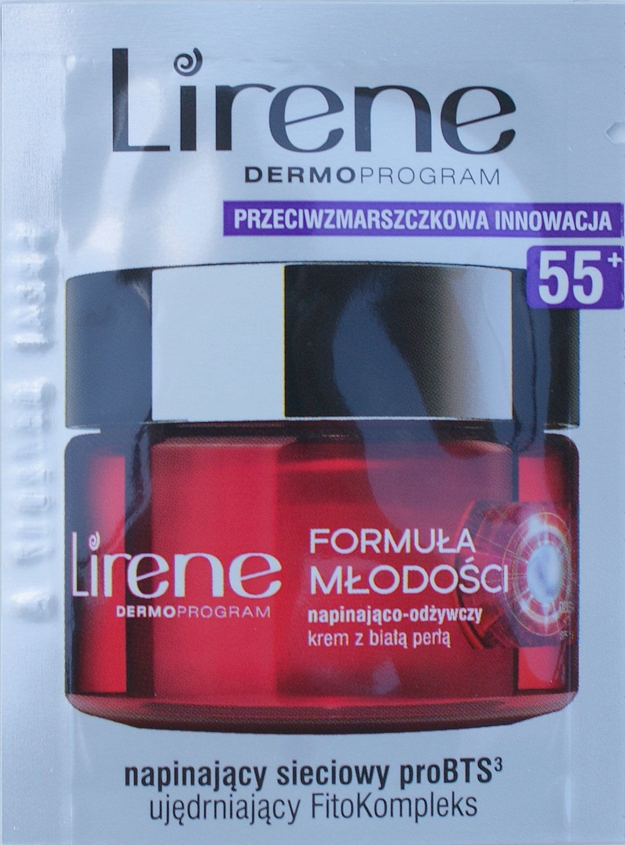 Lirene Formuła Młodości 55+, ujędrniająco-napinający krem z białą perłą na dzień, poj. 1,5 ml *** TESTER ***
