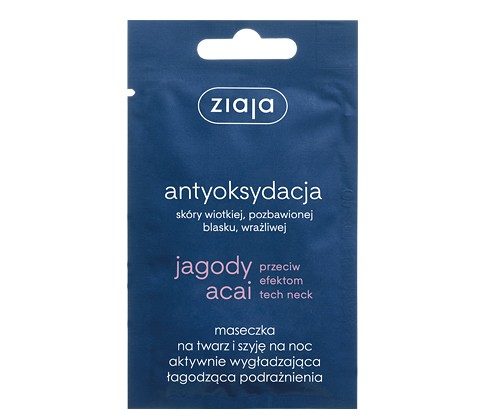 Ziaja Acai berries - face and neck night mask actively smoothing soothing irritation, 7 ml capacity