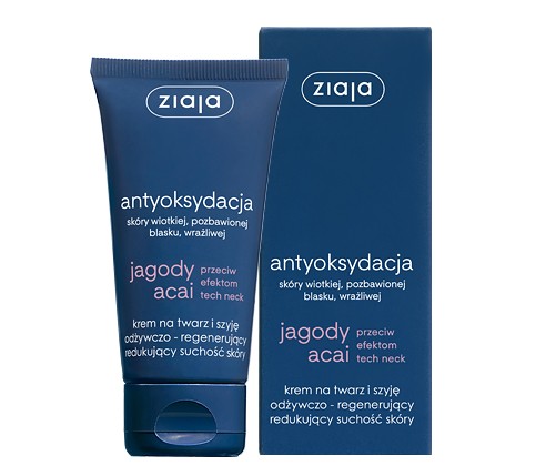 Ziaja Acai Berries - Nourishing and regenerating face and neck cream, reduces skin dryness, 50 ml