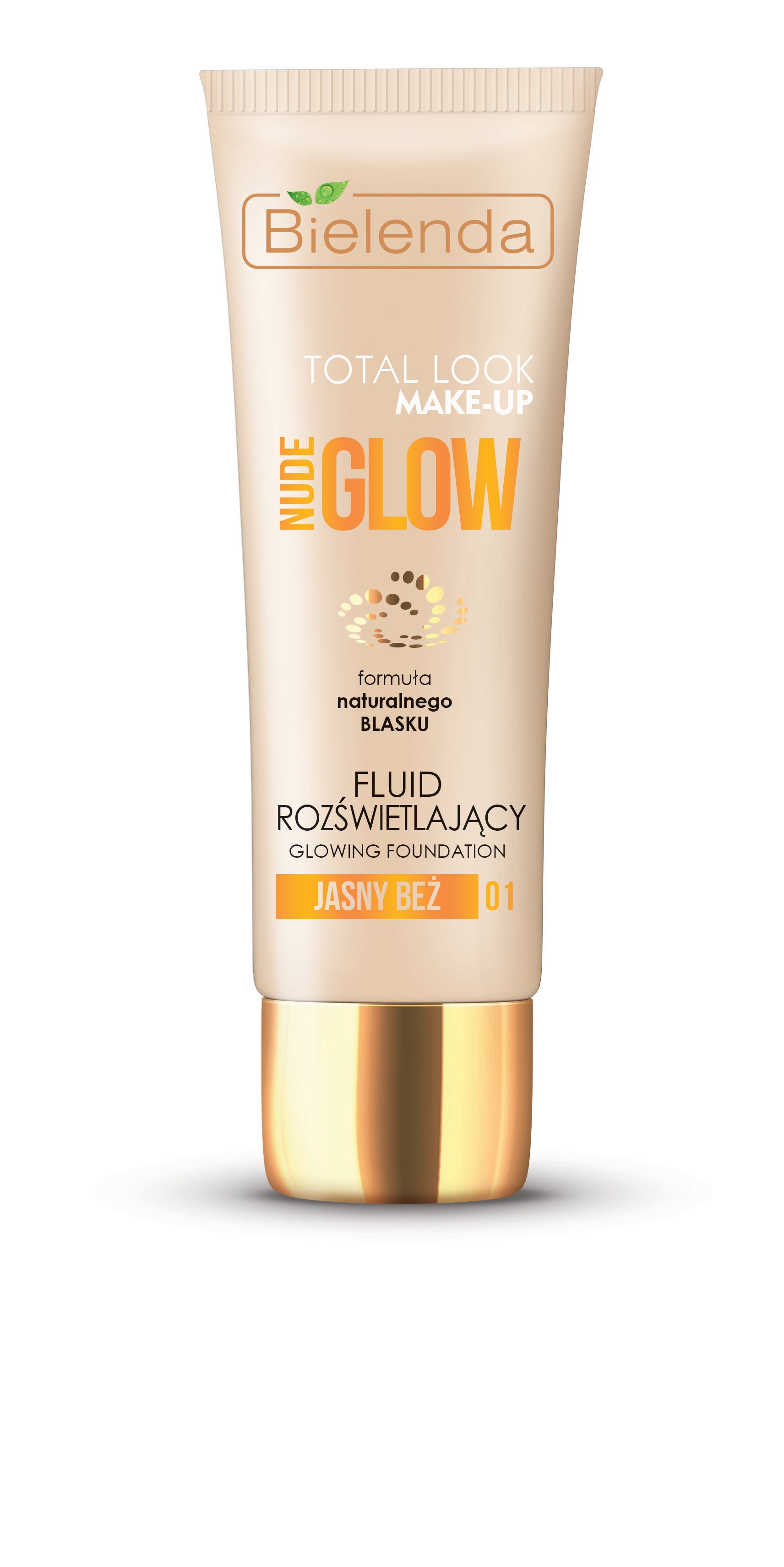 Bielenda Total Look Make-Up. Nude Glow - fluid rozświetlający nr 01 jasny beż, poj. 30 g