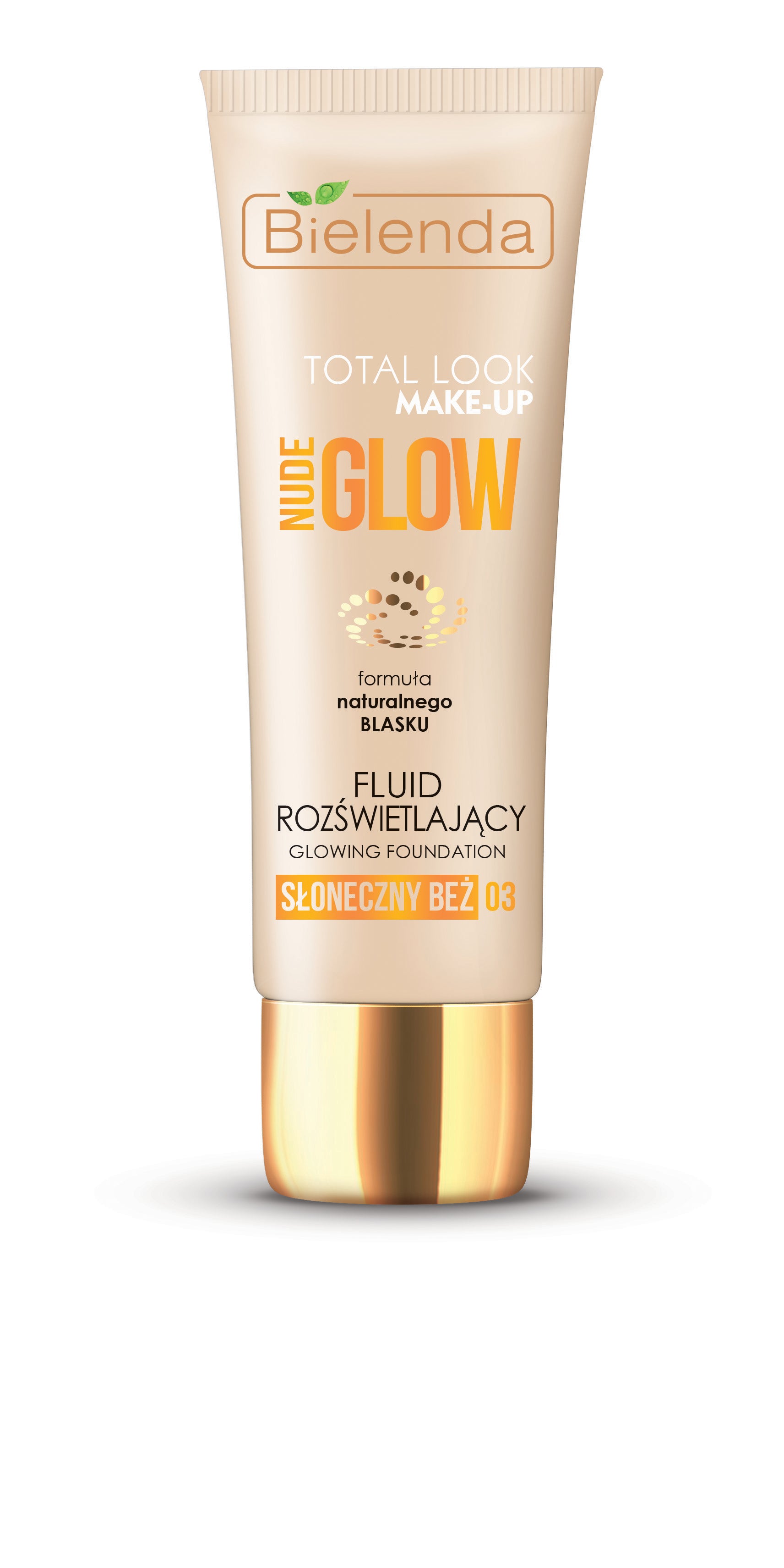 Bielenda Total Look Make-Up. Nude Glow - fluid rozświetlający nr 03 słoneczny beż, poj. 30 g
