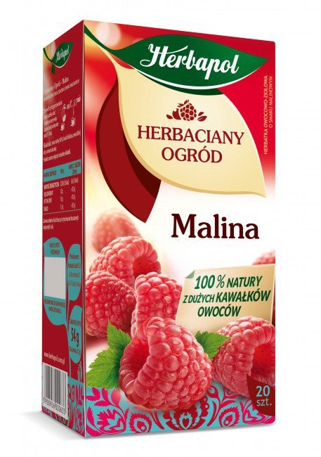 Tea Garden, Raspberry - fruit and herbal tea, net weight: 2.12 oz (20 sachets x 0.11 oz)