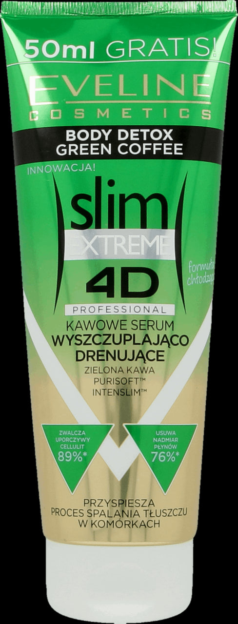 Eveline Slim Extreme 4D - kawowe serum wyszczuplająco-drenujące, poj. 250 ml