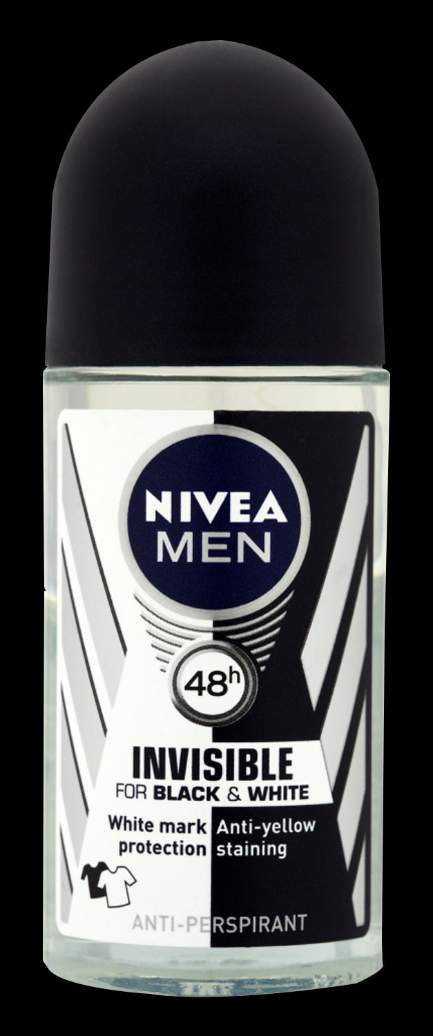 NIVEA Men Invisible Power 48 h - men's anti-perspirant roll-on, Black & White, 50 ml
