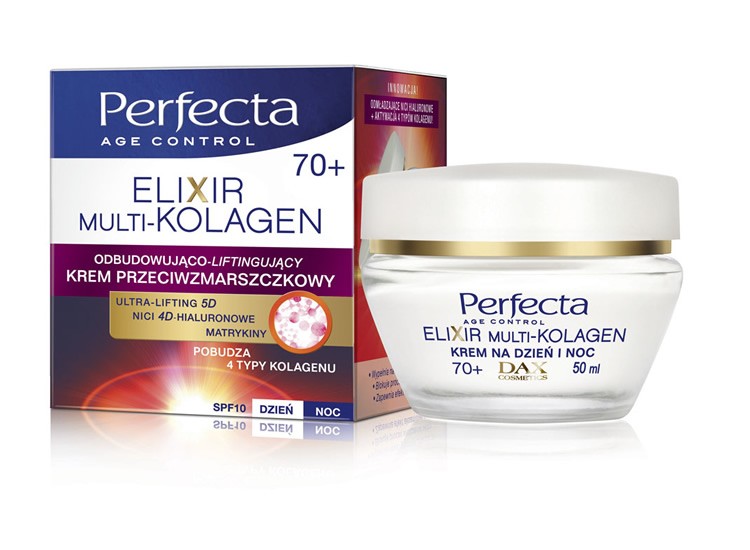 Perfecta Elixir Multi-Kolagen - odbudowująco-liftingujący krem przeciwzmarszczkowy na dzień i na noc, SPF 10, 70+, poj. 50 ml