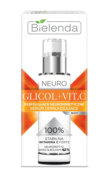 Bielenda NEURO GLICOL + VIT.C - Exfoliating Neuromimetic Rejuvenating Night Serum, Volume 30 ml