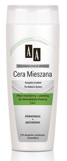 AA Technologia Wieku Cera Mieszana - płyn micelarny + peeling 2w1 do demakijażu twarzy, poj. 200 ml.