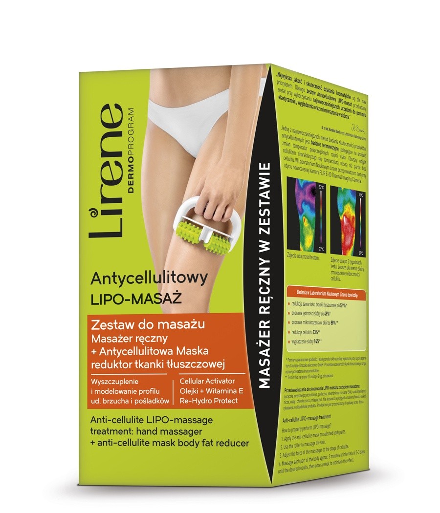 Lirene - antycellulitowy lipo-masaż, zestaw do masażu + antycellulitowa maska, 1 szt.