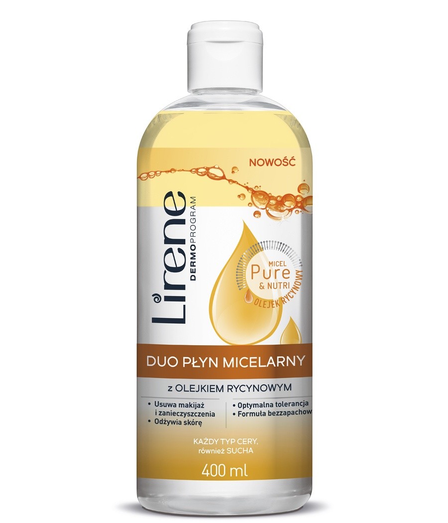 Lirene - duo płyn micelarny z olejkiem rycynowym, każdy typ cery, poj. 400 ml