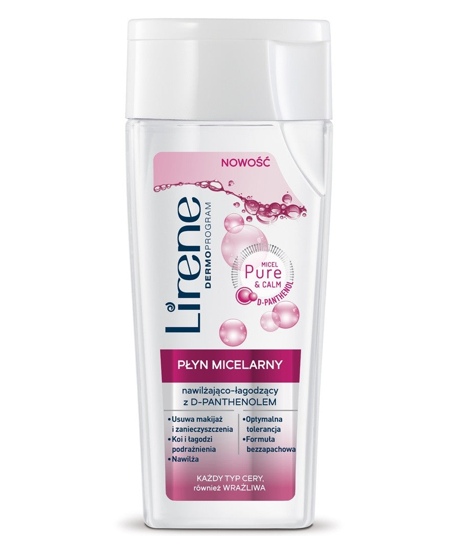 Lirene - płyn micelarny nawilżająco- łagodzący z D-Panthenolem, każdy typ cery, poj. 200 ml
