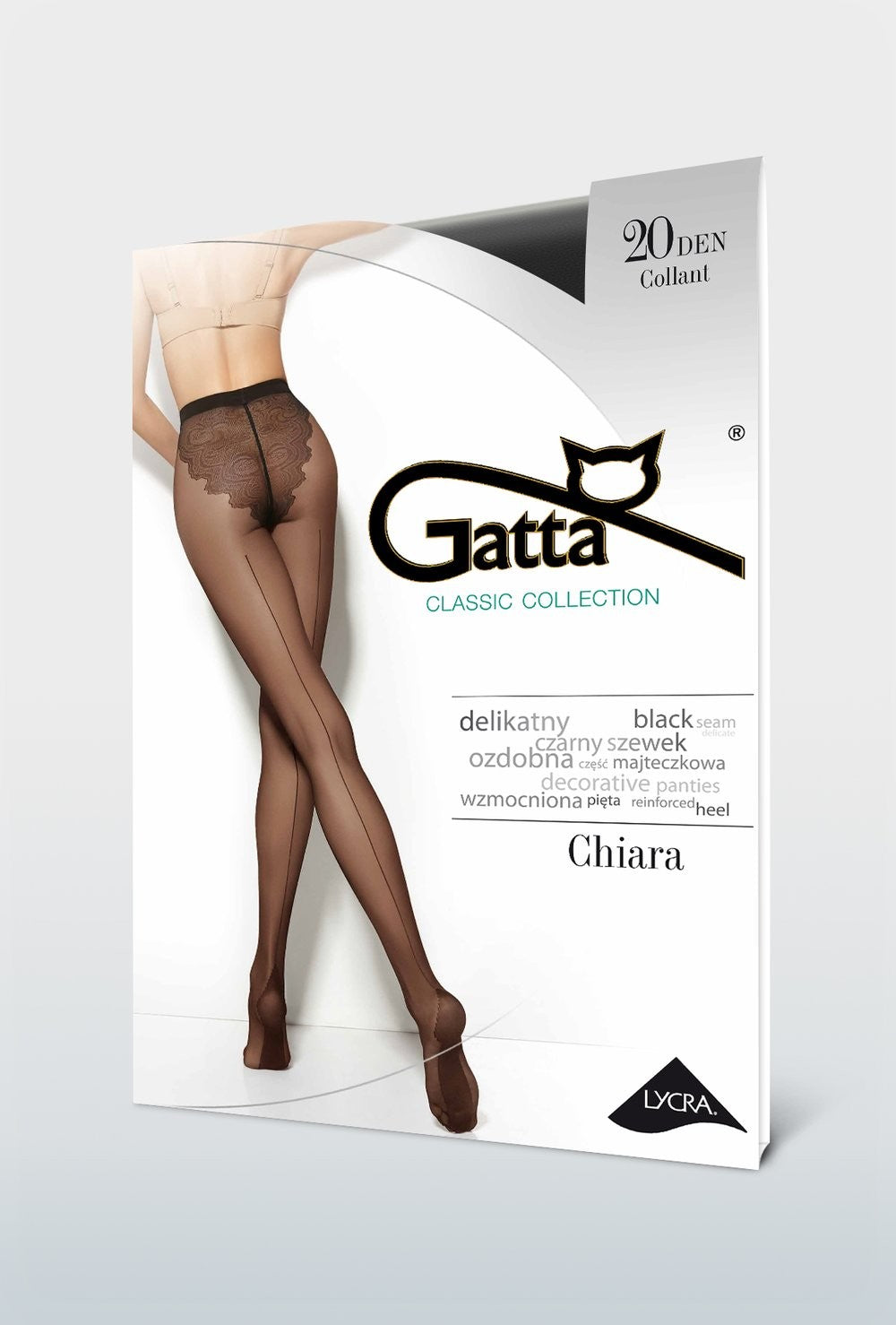 Sheer Black Back Seam Tights with Cuban Heel - 20 denier - CHIARA 00