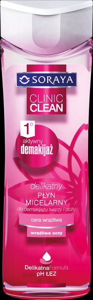 Soraya Clinic Clean - płyn micelarny do demakijażu twarzy i oczu, do cery wrażliwej, poj. 400 ml