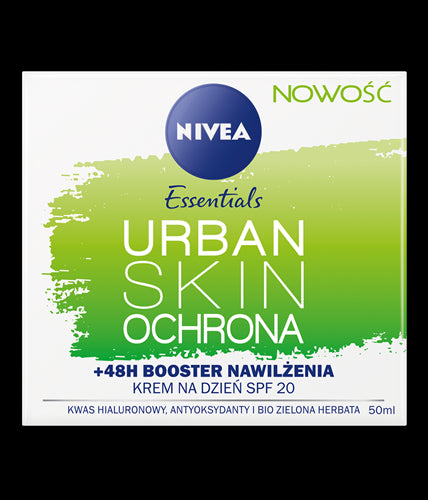 NIVEA Essentials Urban Skin - PROTECTION, Day Cream, +48H Moisture Booster, SPF 20, Volume 50 ml