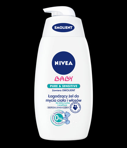 NIVEA Baby Hypoallergenic Body & Hair Cleansing Gel Pure & Sensitive, emollient, 500 ml