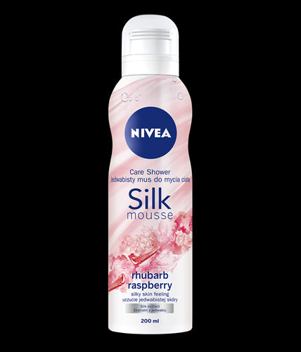 NIVEA Silk Mousse - jedwabisty mus do mycia ciała o zapachu rabarbaru i maliny, poj. 200 ml
