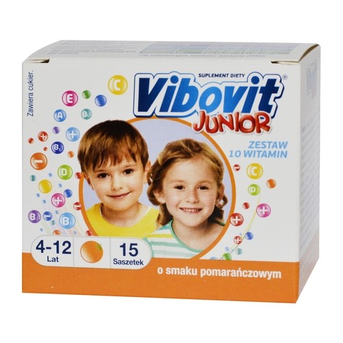 Vibovit Junior - suplement witaminowy o smaku pomarańczowym, poj. 2g x 15 saszetek