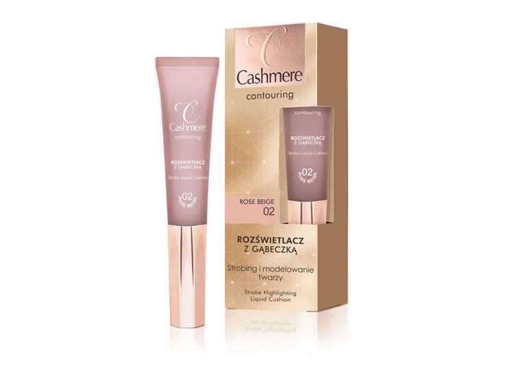 Cashmere Contouring - rozświetlacz z gąbeczką, rose beige 02, poj. 15 ml