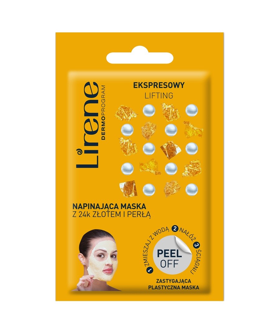 Lirene EKSPRESOWY LIFTING - napinająca maska z 24k złotem i perłą - peel off, poj. 10 g