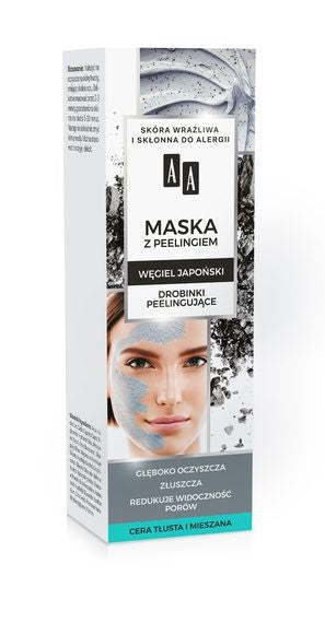 AA CARBON&CLAY - maska z peelingiem, węgiel japoński, cera tłusta i mieszana, poj. 30 ml
