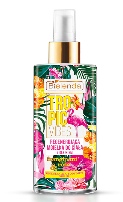 Bielenda TROPIC VIBES - regenerująca mgiełka zapachowa z olejkiem FRANGIPANI & RÓŻA, poj. 150 ml