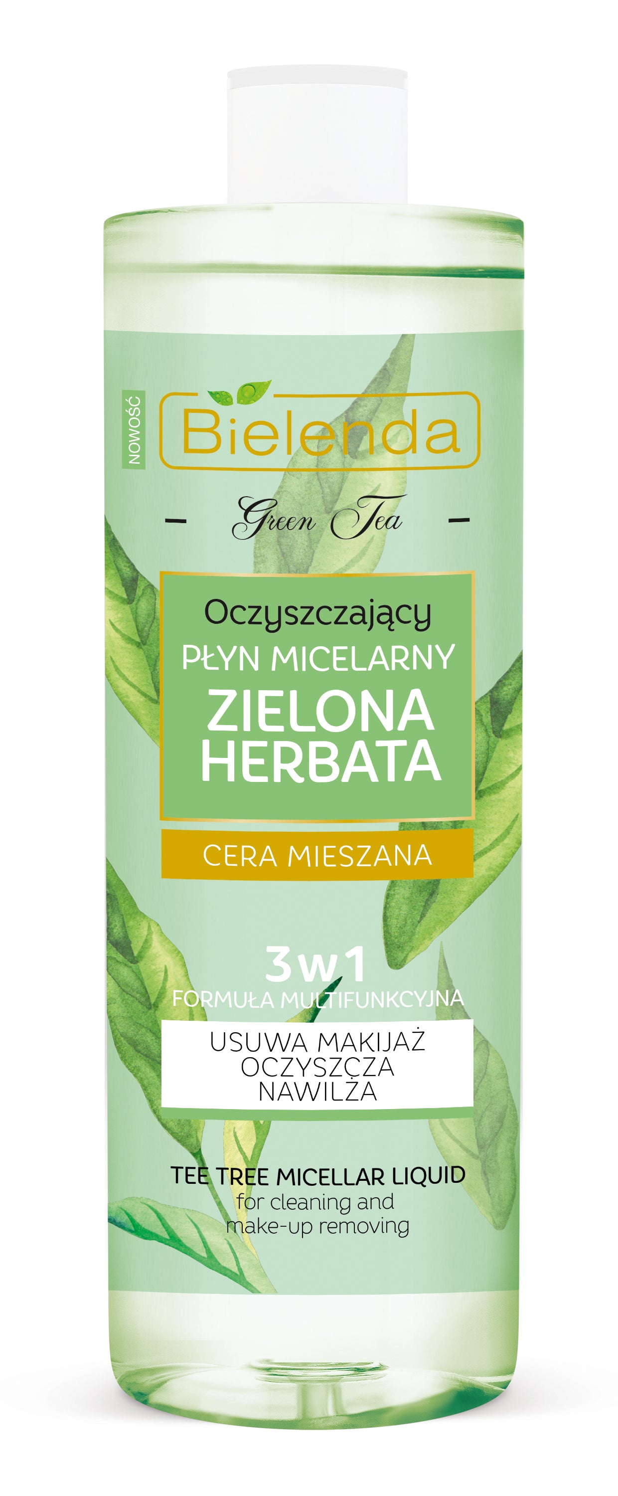 Bielenda ZIELONA HERBATA - oczyszczający płyn micelarny 3w1, poj. 500 ml
