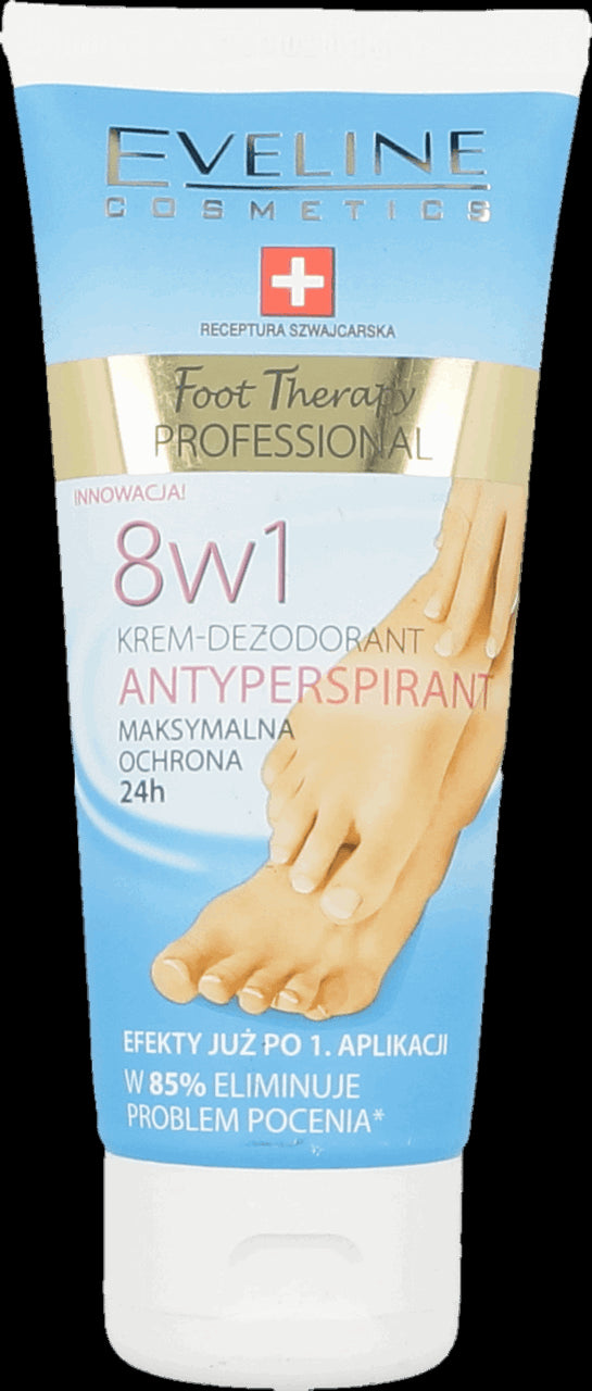 Eveline Foot Therapy Professional - krem-dezodorant, antyperspirant do stóp, 8w1, poj. 100 ml