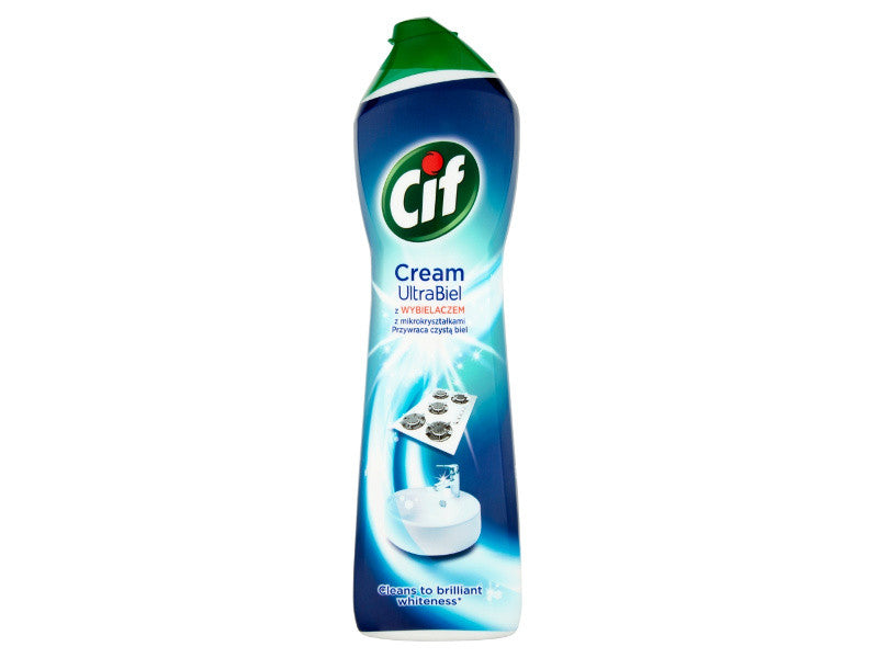 CIF - Cream UltraBiel z wybielaczem z mikrokryształkami, mleczko do czyszczenia powierzchni, poj. 693 g