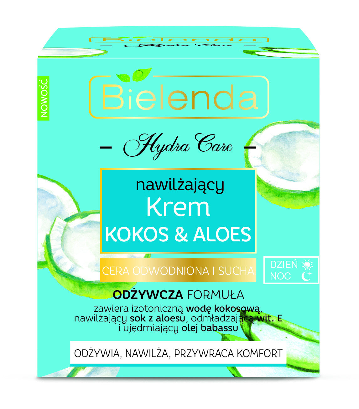 Bielenda HYDRA CARE - moisturizing face cream Coconut & ALOES - dry and dehydrated skin day/night, volume 50 ml
