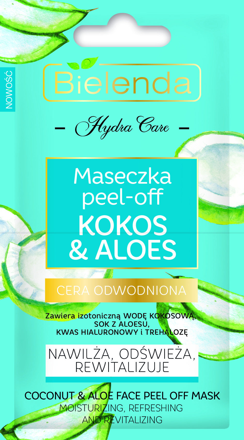 Bielenda HYDRA CARE - nawilżająca maseczka PEEL-OFF Kokos & Aloes, poj. 2 x 5 g
