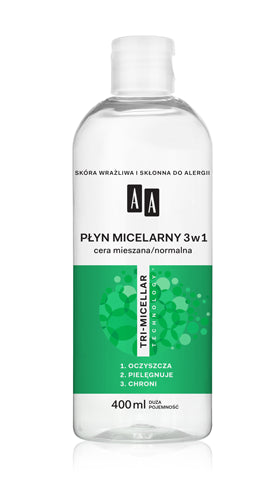 AA TRI-MICELLAR - płyn micelarny 3w1, cera mieszana/normalna, poj. 400 ml