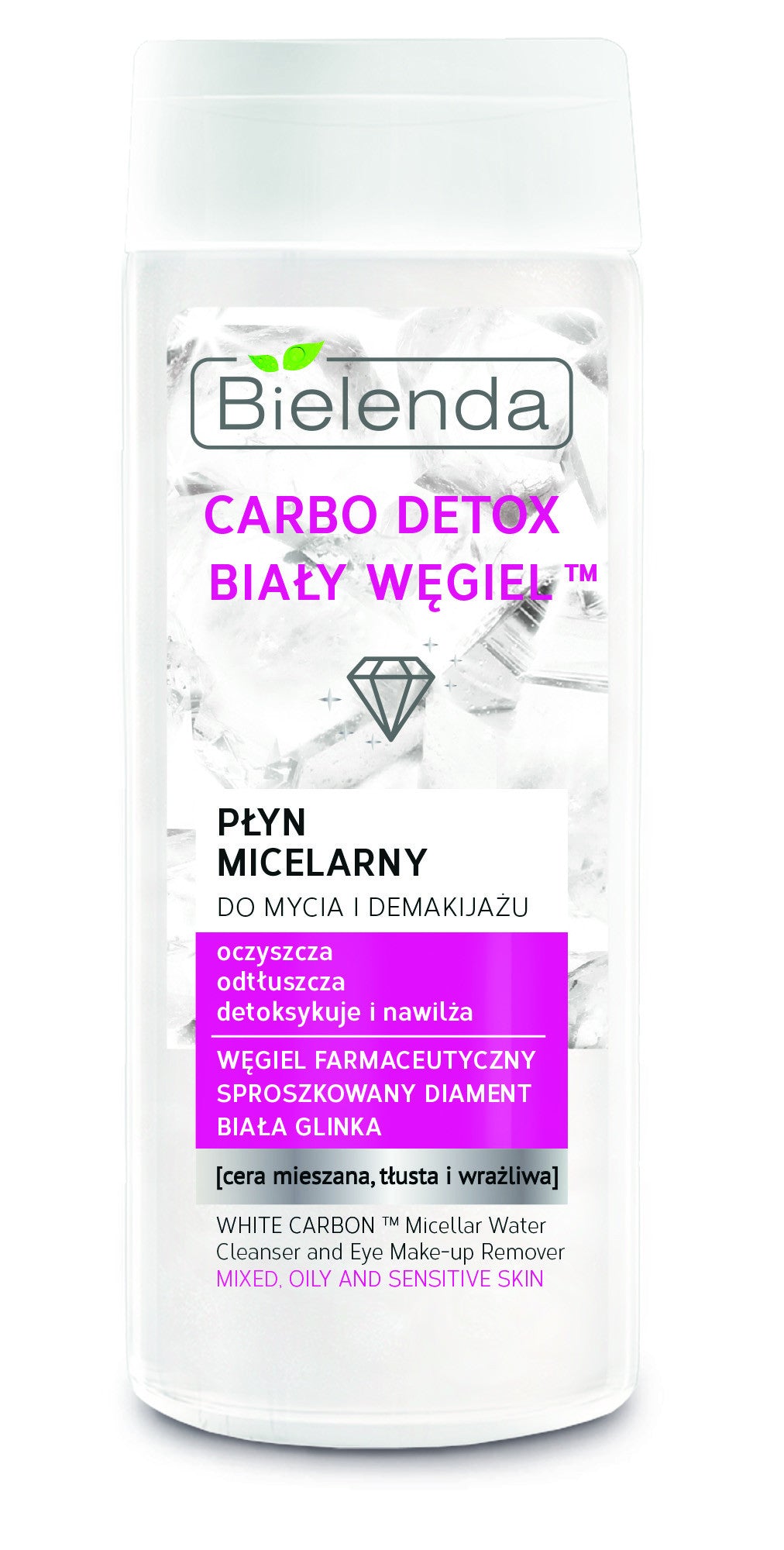 Bielenda CARBO DETOX BIAŁY WĘGIEL™ - płyn micelarny do mycia i demakijażu, poj. 200 ml