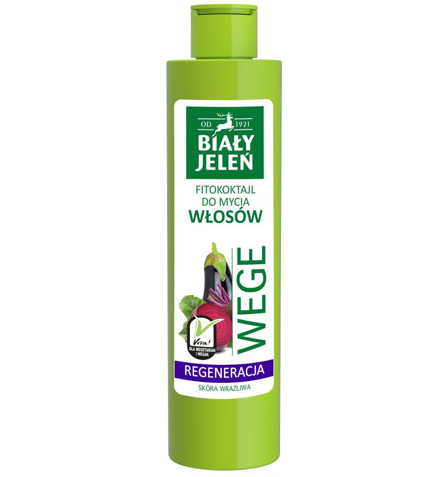 Biały Jeleń FITOkoktajl do mycia włosów - REGENERACJA, burak i bakłażan WEGE, poj. 250 ml