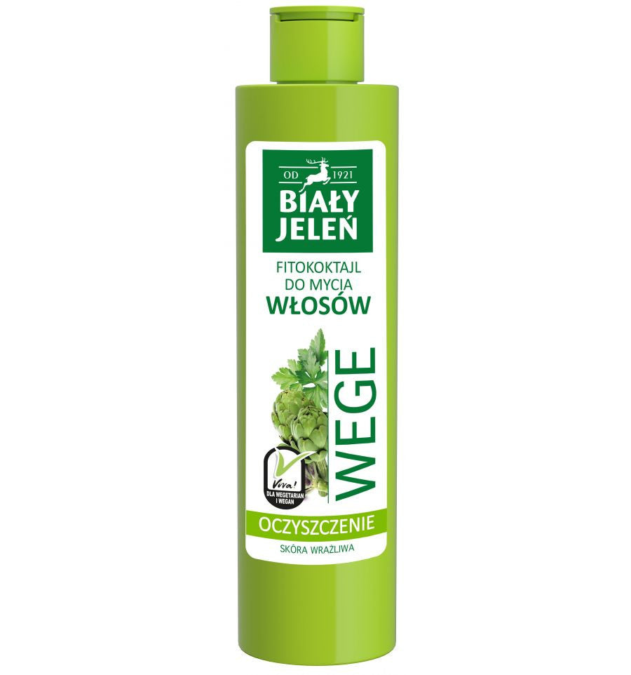 Biały Jeleń FITOkoktajl do mycia włosów - OCZYSZCZENIE, pietruszka i karczoch WEGE, poj. 250 ml