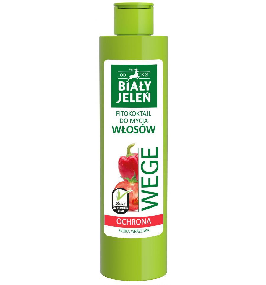 Biały Jeleń FITOkoktajl do mycia włosów - OCHRONA, pomidor i papryka WEGE, poj. 250 ml