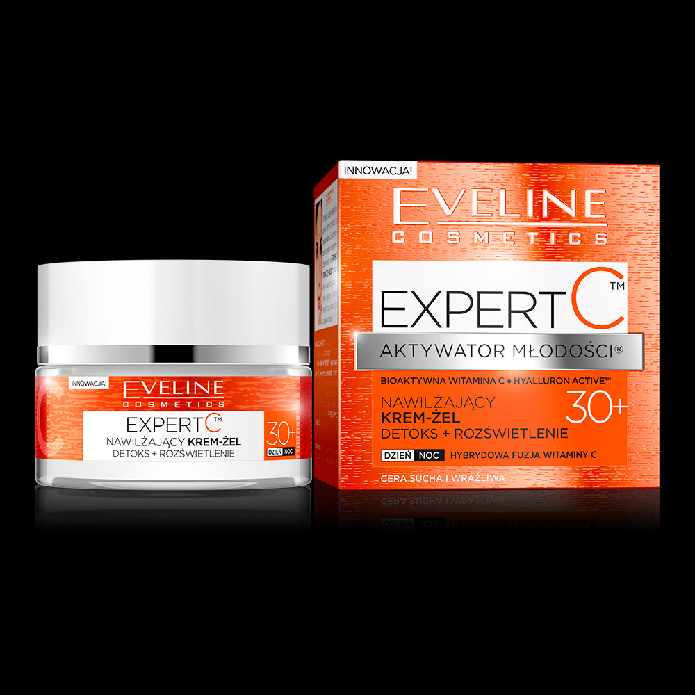Eveline Expert C - nawilżający krem-żel, detoks+rozświetlenie, na dzień i na noc, 30+, poj. 50 ml