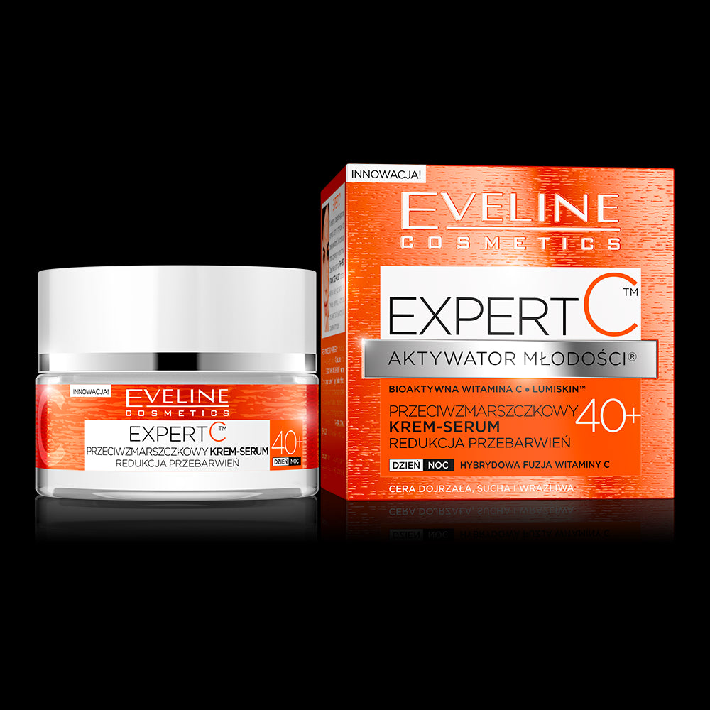 Eveline Expert C - przeciwzmarszczkowy krem-serum, redukcja przebarwień, na dzień i na noc, 40+, poj. 50 ml