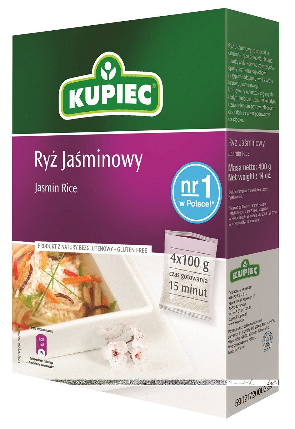 Kupiec - jasmine rice (carton), net weight 4 x 100 g