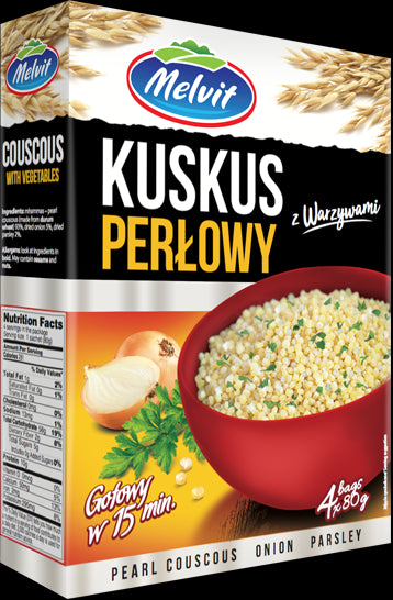 Melvit - kuskus perłowy z warzywami, masa netto: 4 x 80 g