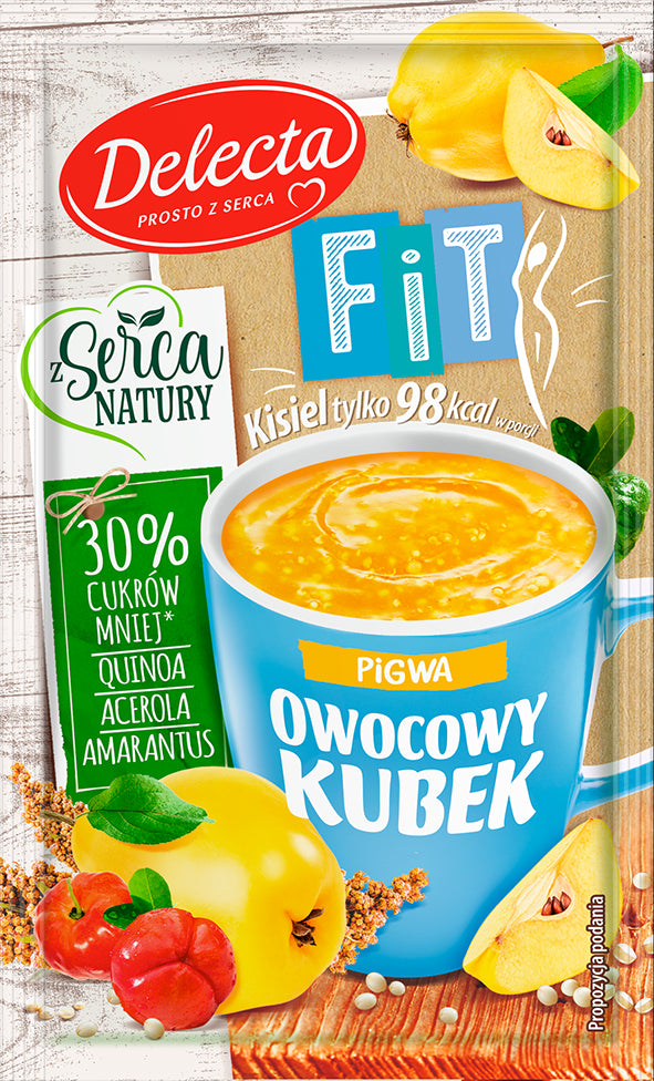 DELECTA - Owocowy Kubek Fit, quince flavoured jelly, net weight: 26 g