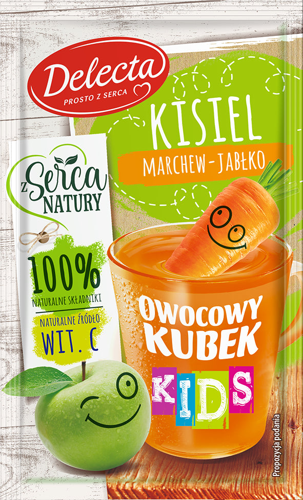 DELECTA - Fruit Cup Kids, carrot-apple jelly, net weight: 31 g