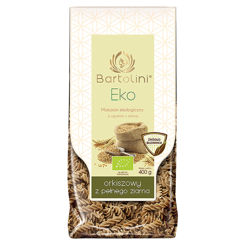 Bartolini - Eko makaron orkiszowy z pełnego ziarna, Świderek nr 2, masa netto: 400 g