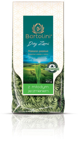 Bartolini - Dary Ziemi, makaron PREMIUM z młodym jęczmieniem, Świderki nr 4, masa netto: 400 g