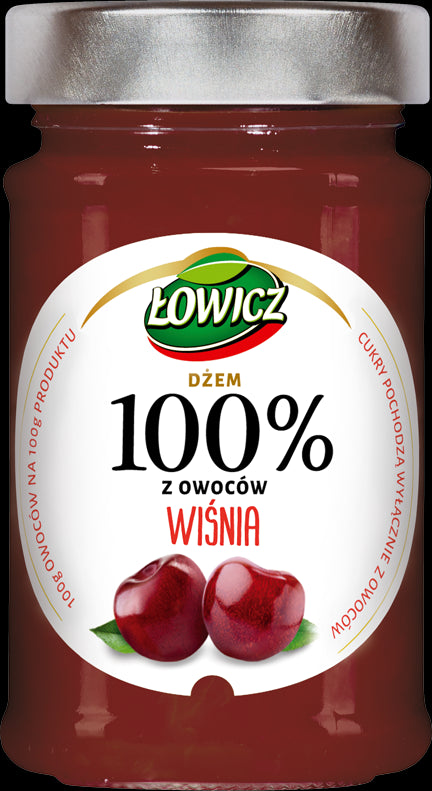 Łowicz - 100% fruit, cherry jam, net weight: 220 g