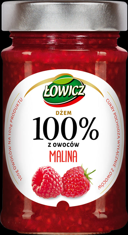 Łowicz - 100% Fruit, raspberry jam, net weight: 220 g